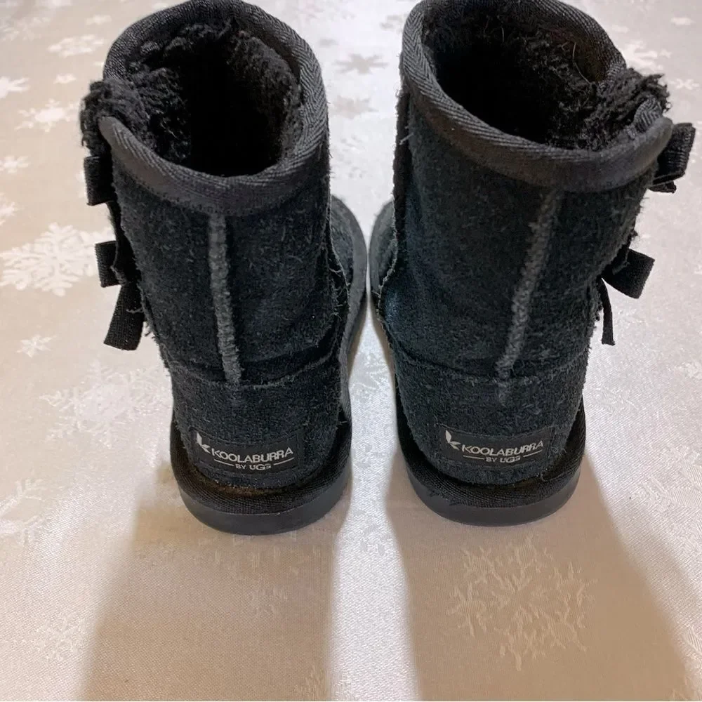 Koolaburra by Ugg Boots Black Bow Girls Toddler Sz 4 Gorgeous